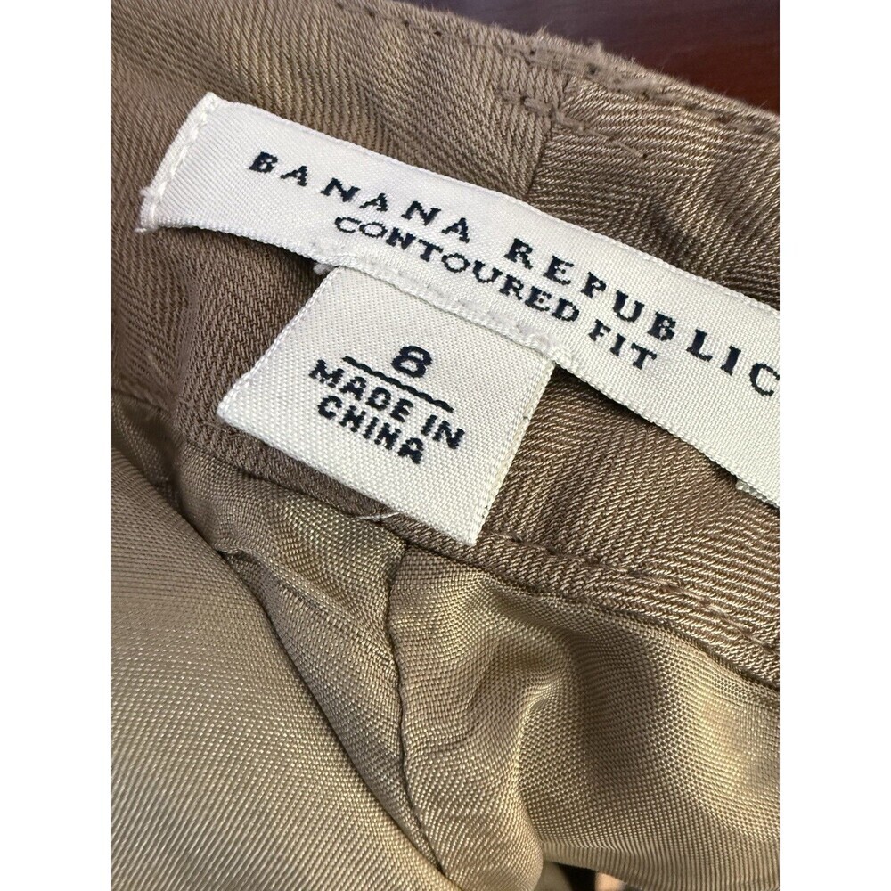 Banana Republic Capri Cropped Silk & Linen Contoured Fit Pants - Brown - Size 8 - Picture 14 of 16